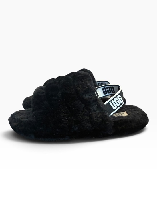 UGG Shoes - UGG Fluff Yeah Black Furry Slide Sandals Slippers Size 8.5 Good Condition